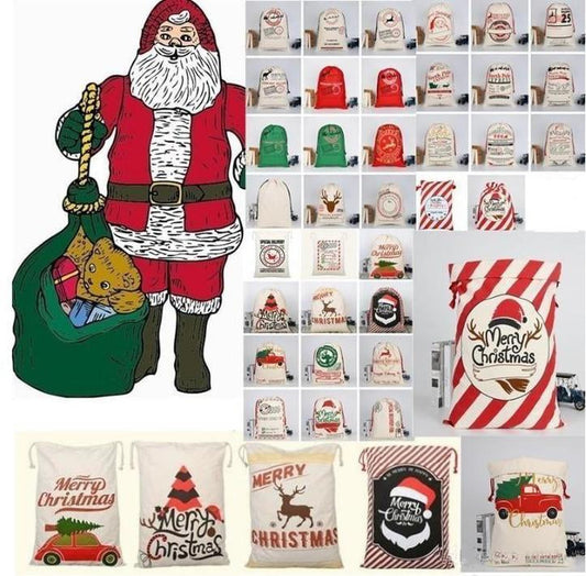 Large Thick Canvas Bag Christmas Gift Cotton Eco-Friendly Drawstring Bag