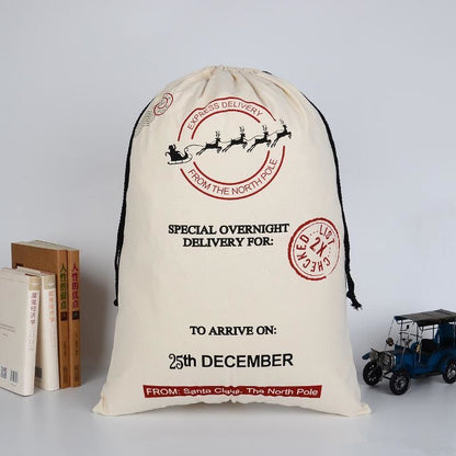 Large Thick Canvas Bag Christmas Gift Cotton Eco-Friendly Drawstring Bag