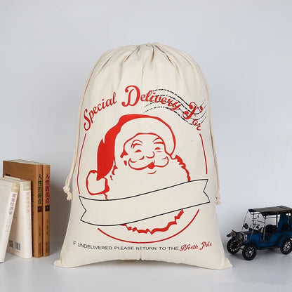 Large Thick Canvas Bag Christmas Gift Cotton Eco-Friendly Drawstring Bag